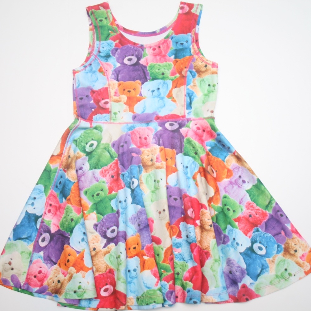 Children's Please Teddy Bear Print Dress Sz 10 12